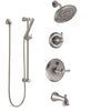 Delta Cassidy Stainless Steel Finish Tub and Shower System with Temp2O Control Handle, Diverter, Showerhead, and Hand Shower with Slidebar SS14400SS5