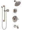 Delta Cassidy Stainless Steel Finish Tub and Shower System with Temp2O Control Handle, Diverter, Showerhead, and Hand Shower with Grab Bar SS14400SS6