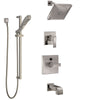 Delta Ara Stainless Steel Finish Tub and Shower System with Temp2O Control, 3-Setting Diverter, Showerhead, and Hand Shower with Slidebar SS14401SS5