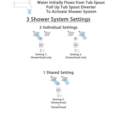 Delta Dryden Polished Nickel Finish Tub and Shower System with Control Handle, 3-Setting Diverter, 2 Showerheads SS144511PN4