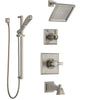 Delta Dryden Stainless Steel Finish Tub and Shower System with Control Handle, Diverter, Showerhead, and Hand Shower with Slidebar SS144511SS5