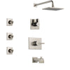 Delta Vero Stainless Steel Finish Tub and Shower System with Control Handle, 3-Setting Diverter, Showerhead, and 3 Body Sprays SS144531SS2