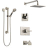 Delta Vero Stainless Steel Finish Tub and Shower System with Control Handle, 3-Setting Diverter, Showerhead, and Hand Shower with Grab Bar SS144531SS3