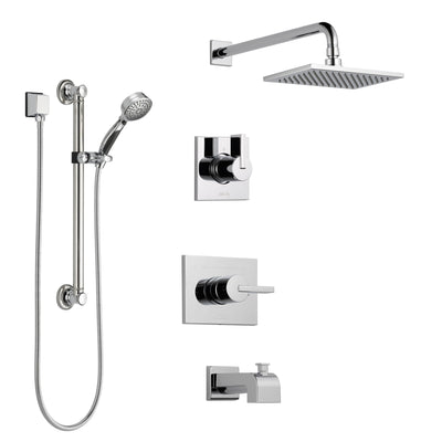 Delta Vero Chrome Finish Tub and Shower System with Control Handle, 3-Setting Diverter, Showerhead, and Hand Shower with Grab Bar SS1445323