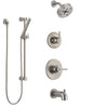 Delta Trinsic Stainless Steel Finish Tub and Shower System with Control Handle, Diverter, Showerhead, and Hand Shower with Slidebar SS14459SS5