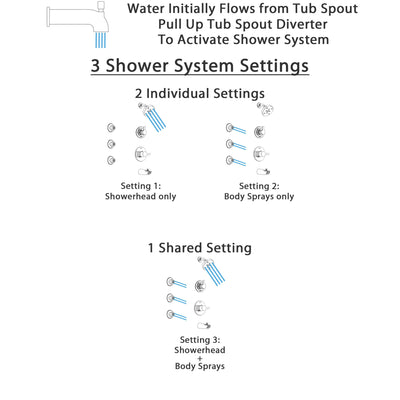 Delta Compel Chrome Finish Tub and Shower System with Control Handle, 3-Setting Diverter, Showerhead, and 3 Body Sprays SS144611