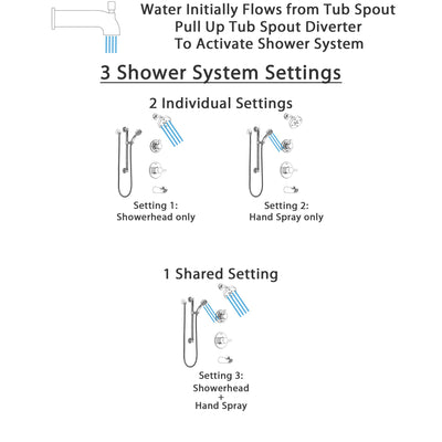 Delta Compel Chrome Finish Tub and Shower System with Control Handle, 3-Setting Diverter, Showerhead, and Hand Shower with Grab Bar SS144613