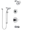 Delta Compel Chrome Finish Tub and Shower System with Control Handle, 3-Setting Diverter, Showerhead, and Temp2O Hand Shower with Slidebar SS144614