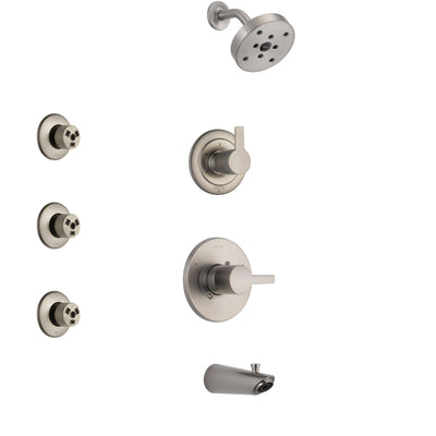 Delta Compel Stainless Steel Finish Tub and Shower System with Control Handle, 3-Setting Diverter, Showerhead, and 3 Body Sprays SS14461SS1