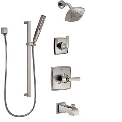 Delta Ashlyn Stainless Steel Finish Tub and Shower System with Control Handle, Diverter, Showerhead, and Hand Shower with Slidebar SS14464SS5