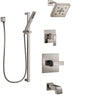 Delta Ara Stainless Steel Finish Tub and Shower System with Control Handle, 3-Setting Diverter, Showerhead, and Hand Shower with Slidebar SS14467SS5