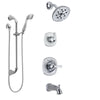 Delta Addison Chrome Finish Tub and Shower System with Control Handle, 3-Setting Diverter, Showerhead, and Hand Shower with Slidebar SS144925