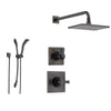 Delta Dryden Venetian Bronze Shower System with Normal Shower Handle, 3-setting Diverter, Modern Large Rain Square Shower Head, and Handheld Shower SS145183RB