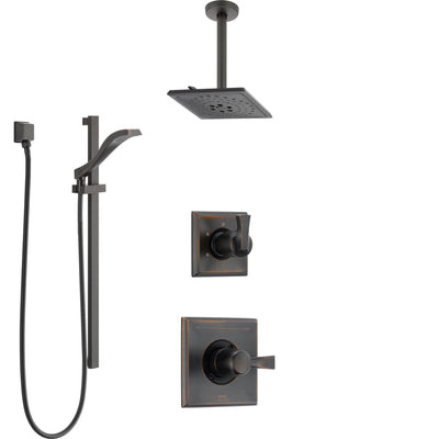 Delta Dryden Venetian Bronze Shower System with Control Handle, 3-Setting Diverter, Ceiling Mount Showerhead, and Hand Shower with Slidebar SS1451RB5