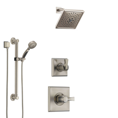 Delta Dryden Stainless Steel Finish Shower System with Control Handle, 3-Setting Diverter, Showerhead, and Hand Shower with Grab Bar SS1451SS4