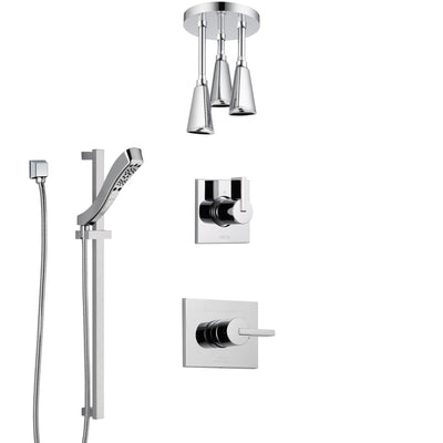 Delta Vero Chrome Finish Shower System with Control Handle, 3-Setting Diverter, Ceiling Mount Showerhead, and Hand Shower with Slidebar SS14534