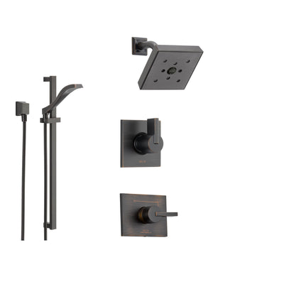 Delta Vero Venetian Bronze Shower System with Normal Shower Handle, 3-setting Diverter, Modern Square Showerhead, and Handheld Shower SS145381RB