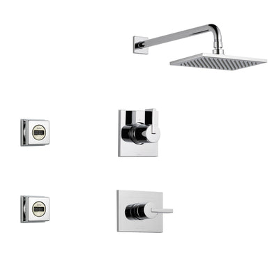 Delta Vero Chrome Shower System with Normal Shower Handle, 3-setting Diverter, Large Square Rain Showerhead, and 2 Body Sprays SS145382