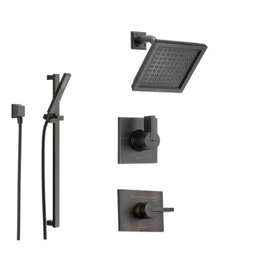 Delta Vero Venetian Bronze Shower System with Normal Shower Handle, 3-setting Diverter, Modern Square Showerhead, and Handheld Shower SS145385RB