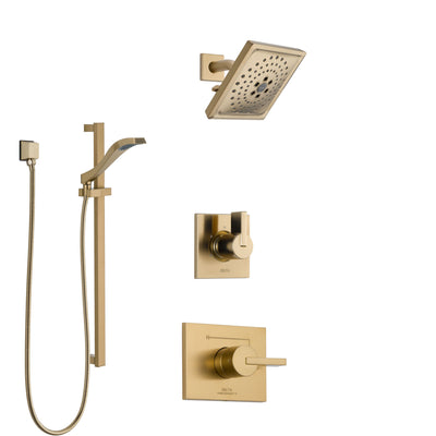 Delta Vero Champagne Bronze Finish Shower System with Control Handle, 3-Setting Diverter, Showerhead, and Hand Shower with Slidebar SS1453CZ4