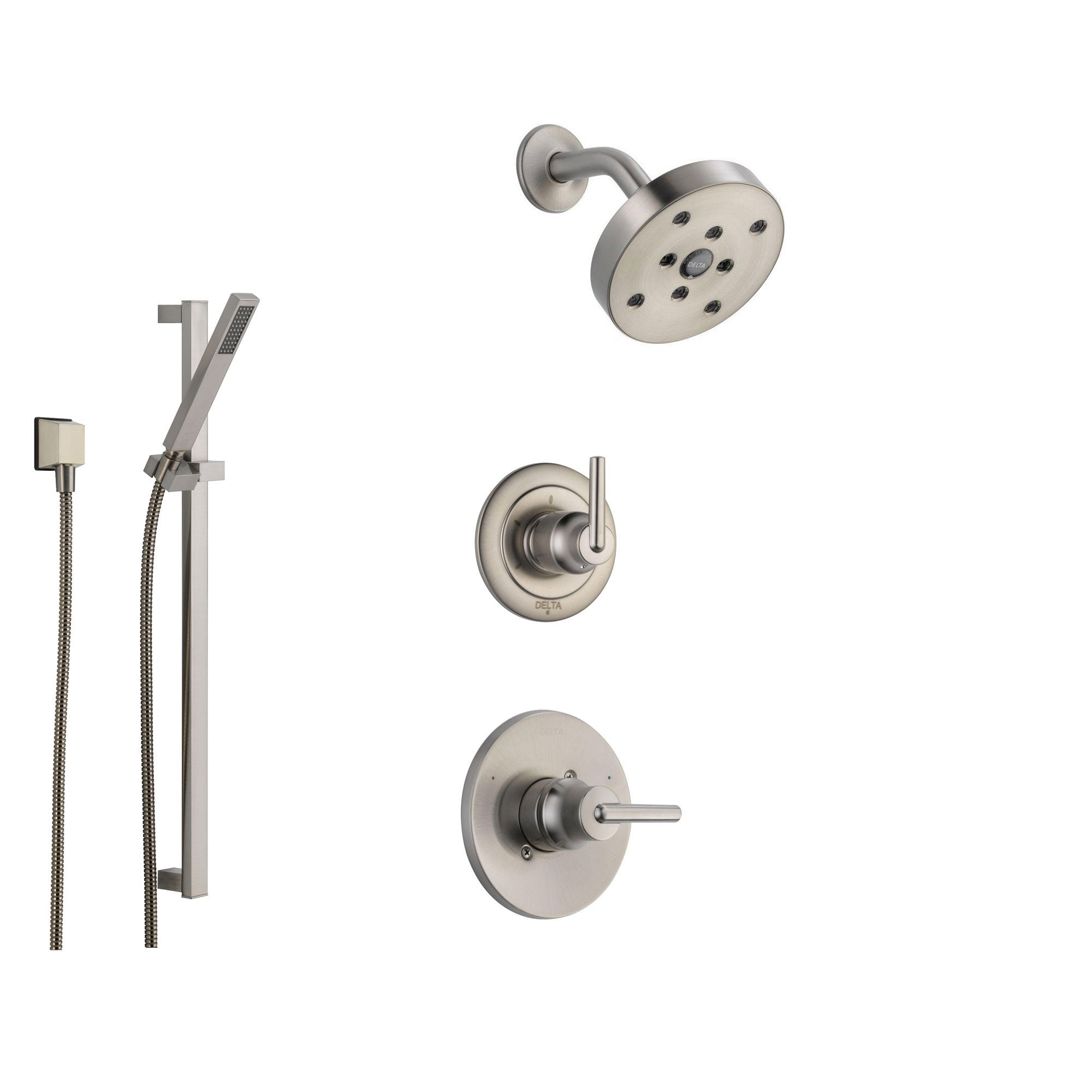 Delta Trinsic Stainless Steel Shower System with Normal Shower Handle, 3-setting Diverter, Modern Round Showerhead, and Handheld Shower Spray SS145981SS