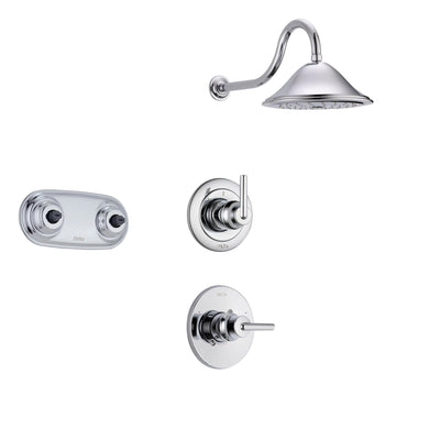 Delta Trinsic Chrome Shower System with Normal Shower Handle, 3-setting Diverter, Large Rain Showerhead, and Dual Body Spray Shower Plate SS145984