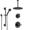 Delta Trinsic Matte Black Finish Modern Shower System with Diverter, Ceiling Mount Large Round Rain Showerhead, and Hand Spray on Slidebar SS1459BL2