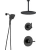 Delta Trinsic Matte Black Finish Modern Shower System and Diverter with Large Round Rain Ceiling Showerhead and In2ition Hand Shower Spray SS1459BL9