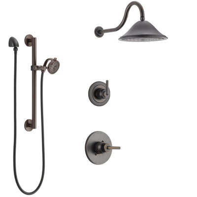 Delta Trinsic Venetian Bronze Finish Shower System with Control Handle, 3-Setting Diverter, Showerhead, and Hand Shower with Grab Bar SS1459RB6