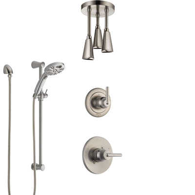 Delta Trinsic Stainless Steel Finish Shower System with Control Handle, Diverter, Ceiling Mount Showerhead, and Temp2O Hand Shower SS1459SS1