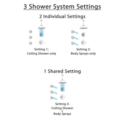 Delta Compel Chrome Finish Shower System with Control Handle, 3-Setting Diverter, Ceiling Mount Showerhead, and 3 Body Sprays SS14618