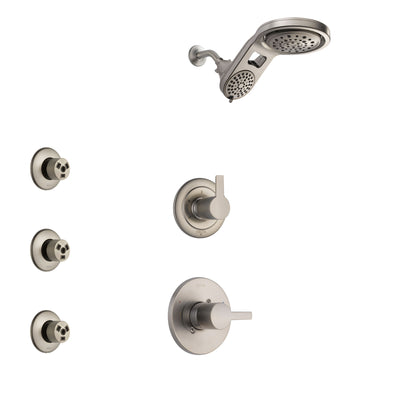 Delta Compel Stainless Steel Finish Shower System with Control Handle, 3-Setting Diverter, Dual Showerhead, and 3 Body Sprays SS1461SS3