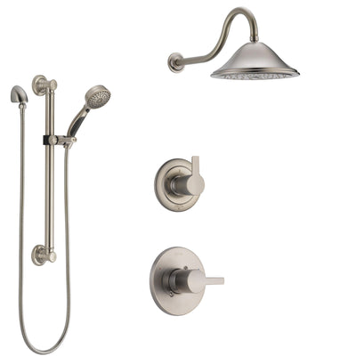 Delta Compel Stainless Steel Finish Shower System with Control Handle, 3-Setting Diverter, Showerhead, and Hand Shower with Grab Bar SS1461SS6