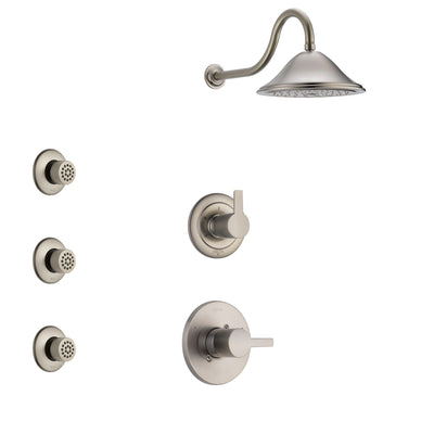 Delta Compel Stainless Steel Finish Shower System with Control Handle, 3-Setting Diverter, Showerhead, and 3 Body Sprays SS1461SS7