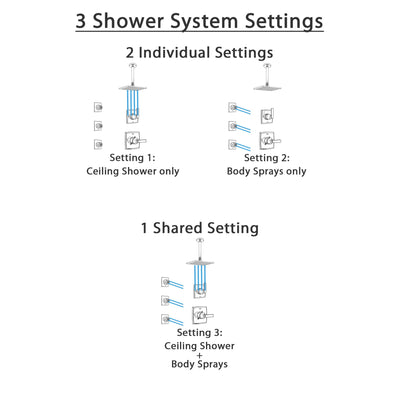 Delta Ashlyn Chrome Finish Shower System with Control Handle, 3-Setting Diverter, Ceiling Mount Showerhead, and 3 Body Sprays SS14643