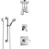 Delta Ara Chrome Finish Shower System with Control Handle, 3-Setting Diverter, Ceiling Mount Showerhead, and Hand Shower with Grab Bar SS14672