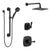 Delta Stryke Matte Black Finish Shower Diverter System with Large Wall Mount Rain Showerhead and Grab Bar Mounted Hand Sprayer Kit SS14763BL3