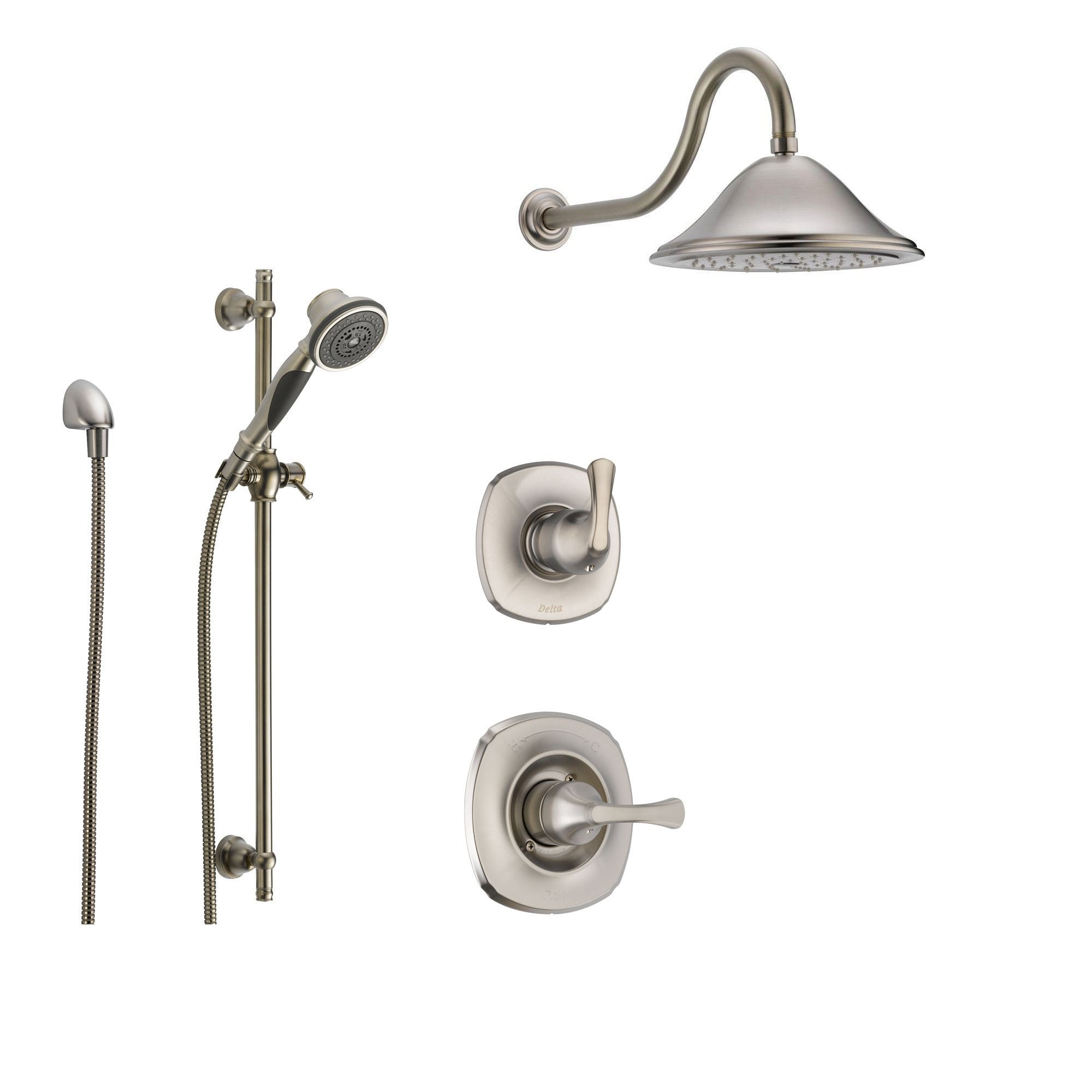 Delta Addison Stainless Steel Shower System with Normal Shower Handle, 3-setting Diverter, Large Rain Showerhead, and Handheld Shower SS149281SS