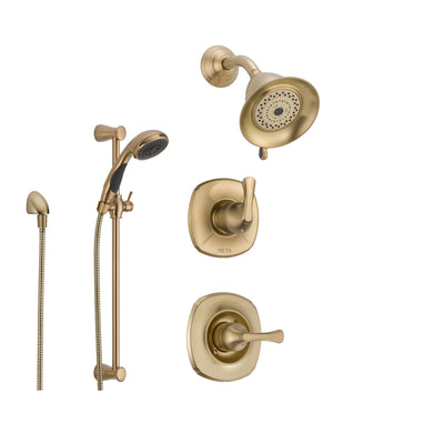 Delta Addison Champagne Bronze Shower System with Normal Shower Handle, 3-setting Diverter, Shower Head, and Hand Shower Spray SS149284CZ