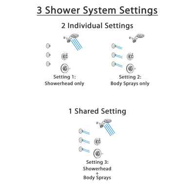 Delta Linden Chrome Finish Shower System with Control Handle, 3-Setting Diverter, Dual Showerhead, and 3 Body Sprays SS14936