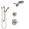 Delta Linden Stainless Steel Finish Shower System with Control Handle, 3-Setting Diverter, Dual Showerhead, and Hand Shower with Grab Bar SS1493SS5