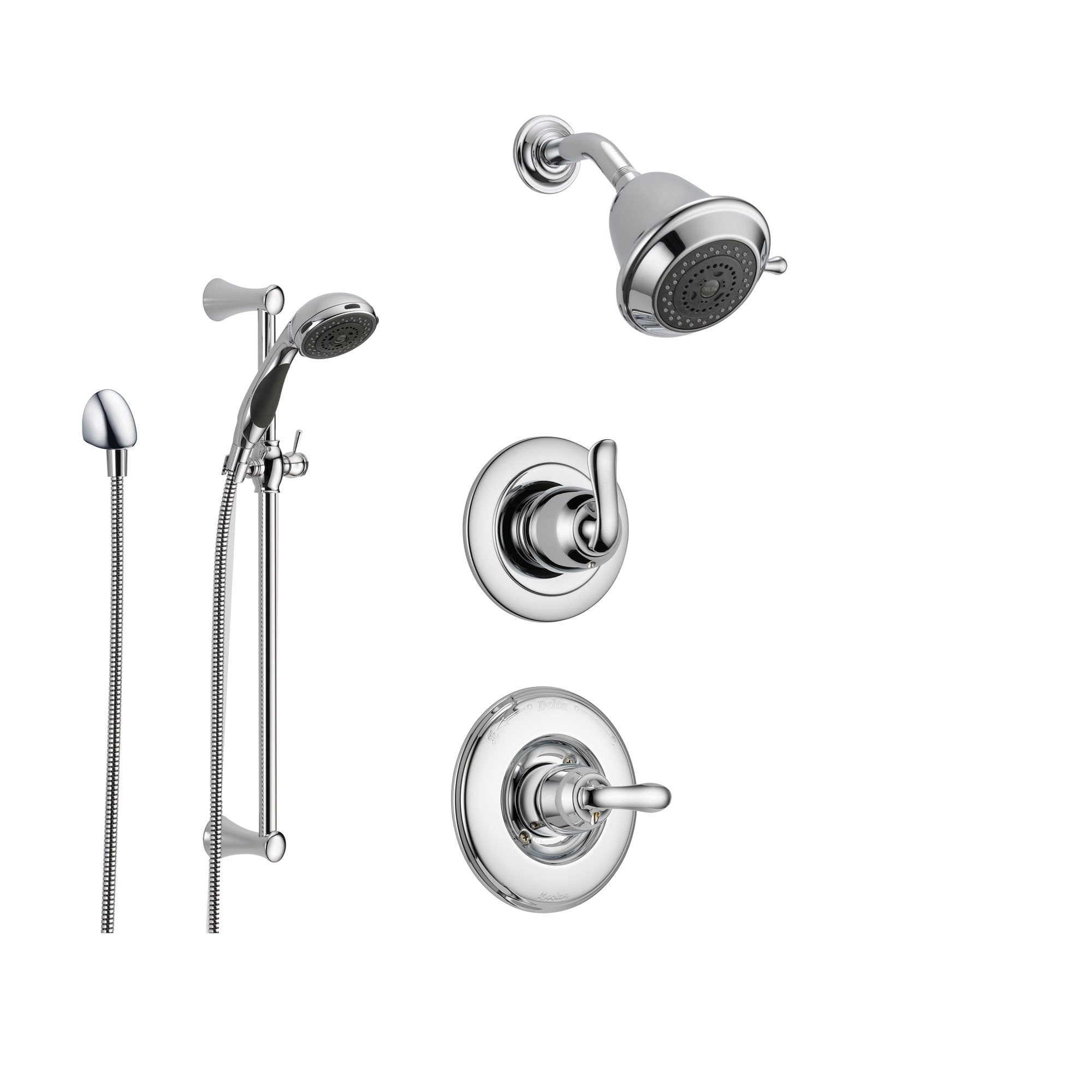 Delta Linden Chrome Shower System with Normal Shower Handle, 3-setting Diverter, Showerhead, and Hand Shower SS149483