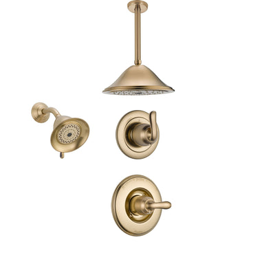 Delta Linden Champagne Bronze Shower System with Normal Shower Handle, 3-setting Diverter, Large Ceiling Mount Showerhead, and Wall Mount Showerhead SS149485CZ