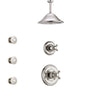 Delta Cassidy Polished Nickel Finish Shower System with Control Handle, 3-Setting Diverter, Ceiling Mount Showerhead, and 3 Body Sprays SS14971PN4