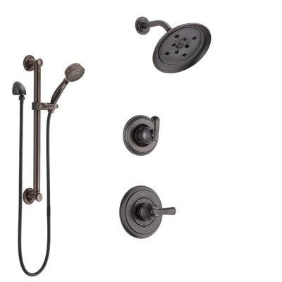 Delta Cassidy Venetian Bronze Finish Shower System with Control Handle, 3-Setting Diverter, Showerhead, and Hand Shower with Grab Bar SS14971RB1