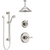 Delta Cassidy Polished Nickel Shower System with Control Handle, Diverter, Ceiling Mount Showerhead, and Hand Shower with Slidebar SS14972PN3