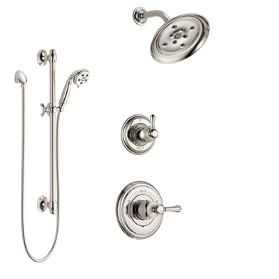 Delta Cassidy Polished Nickel Finish Shower System with Control Handle, 3-Setting Diverter, Showerhead, and Hand Shower with Slidebar SS14972PN5