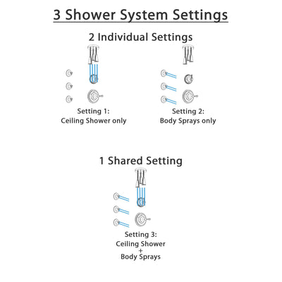 Delta Cassidy Stainless Steel Finish Shower System with Control Handle, 3-Setting Diverter, Ceiling Mount Showerhead, and 3 Body Sprays SS14973SS6