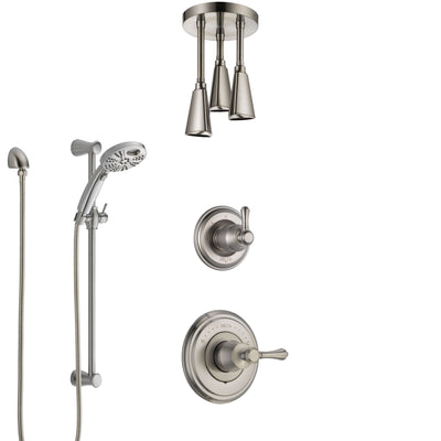 Delta Cassidy Stainless Steel Finish Shower System with Control, Diverter, Ceiling Mount Showerhead, and Temp2O Hand Shower with Slidebar SS14973SS7