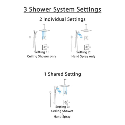 Delta Pivotal Matte Black Finish Modern Angular Shower System with Diverter, Large Rain Ceiling Mount Showerhead, and Slidebar Hand Sprayer SS14993BL2